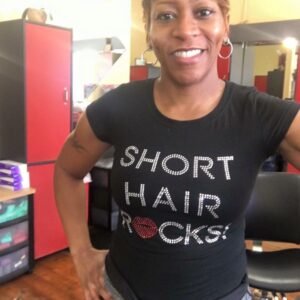 Short Hair Rocks Rhinestone T-Shirts